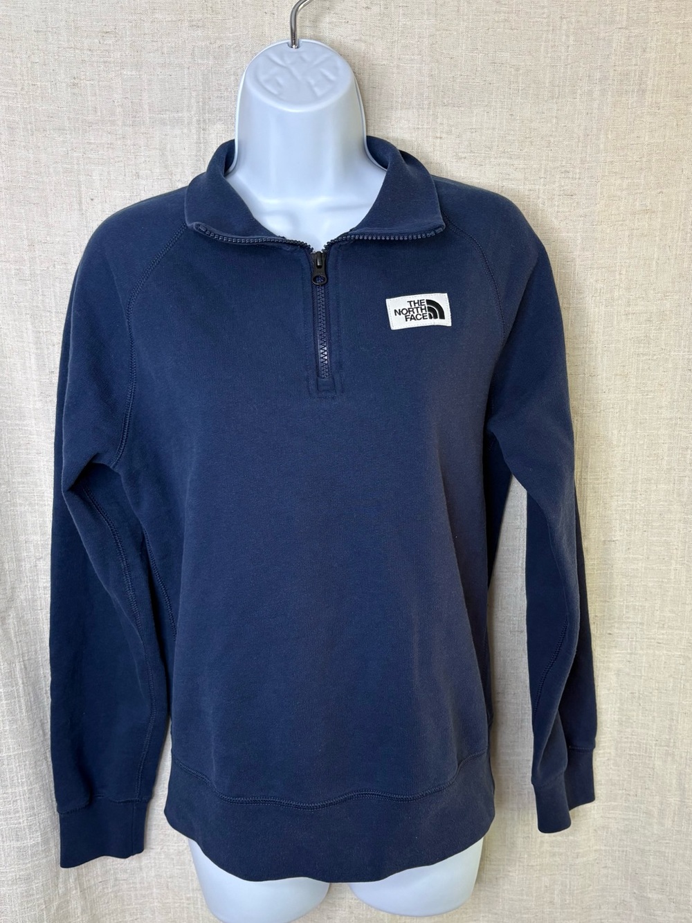 The North Face Heritage Patch 1/4-Zip Navy Sweatshirt Women's Sz Small
